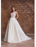 Beaded Ivory Satin Cross Back Wedding Dress